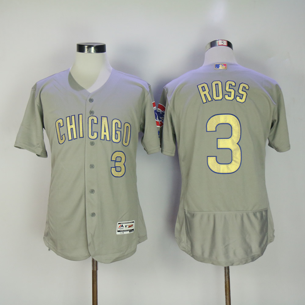 Men Chicago Cubs #3 Ross Grey Champion MLB Jerseys